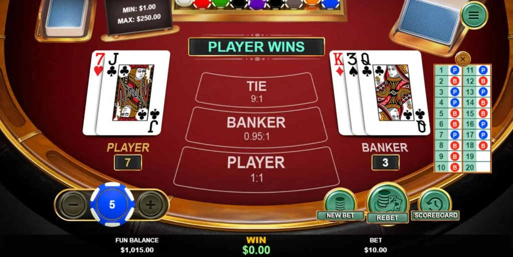 baccarat online game review main features