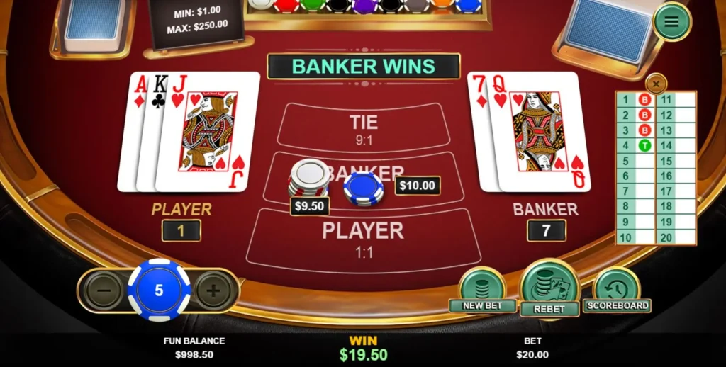 baccarat online game review special features