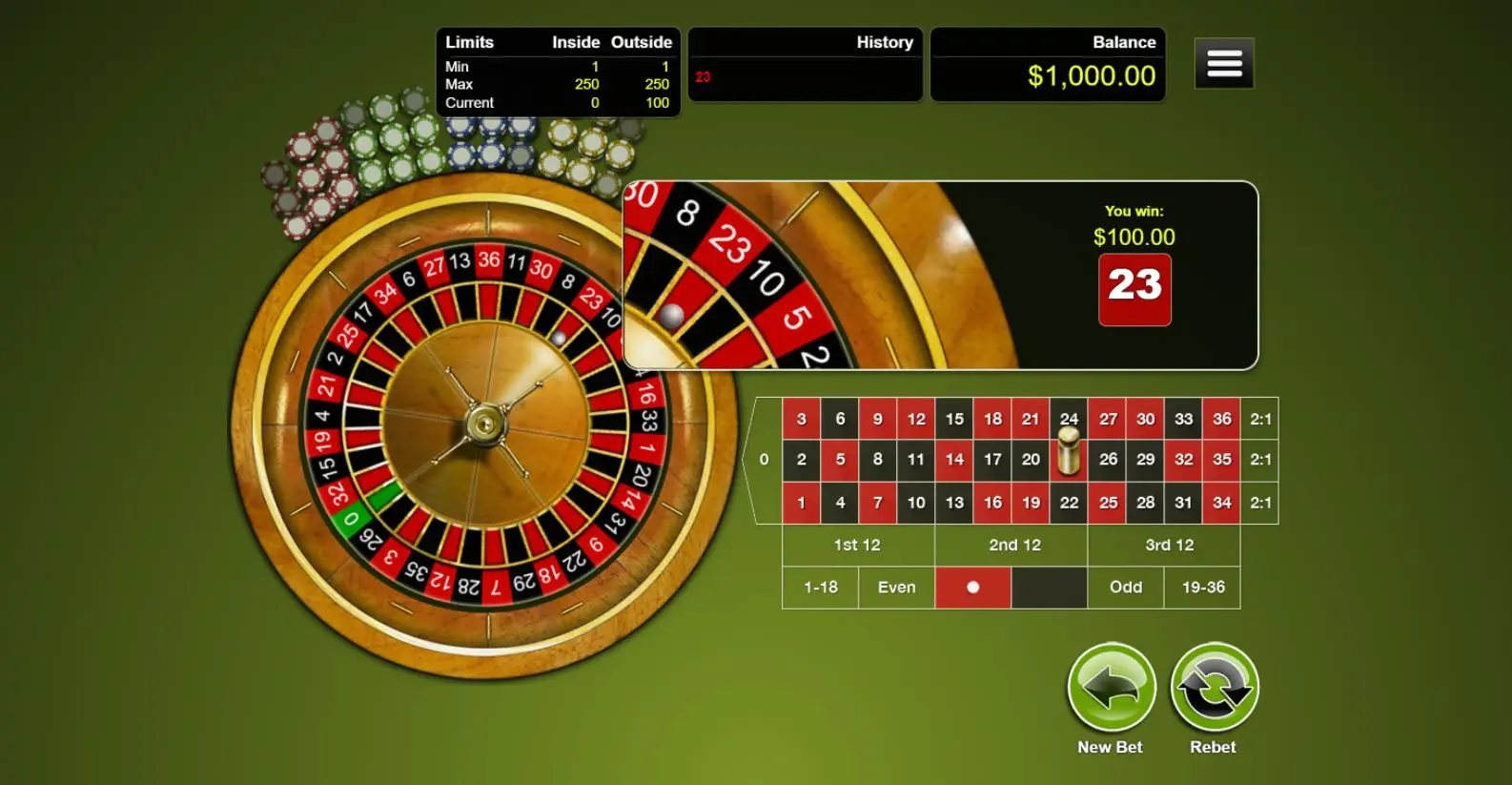 European Roulette online casino game review gameplay