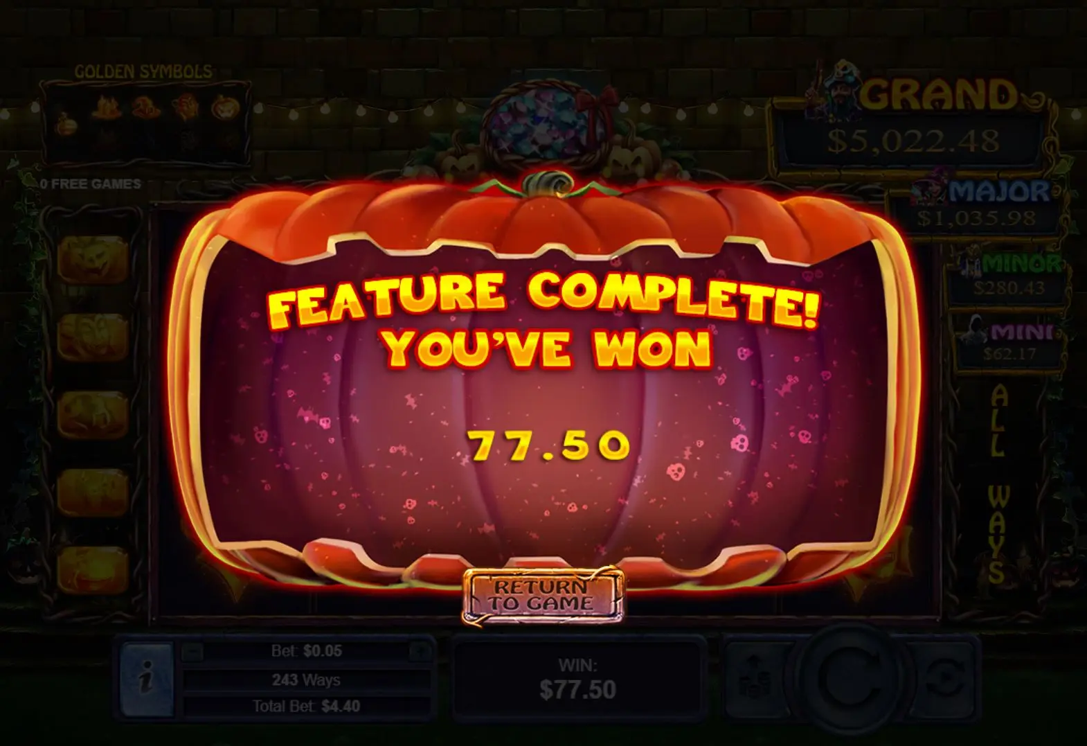 Halloween Treasures Halloween Jackpot feature