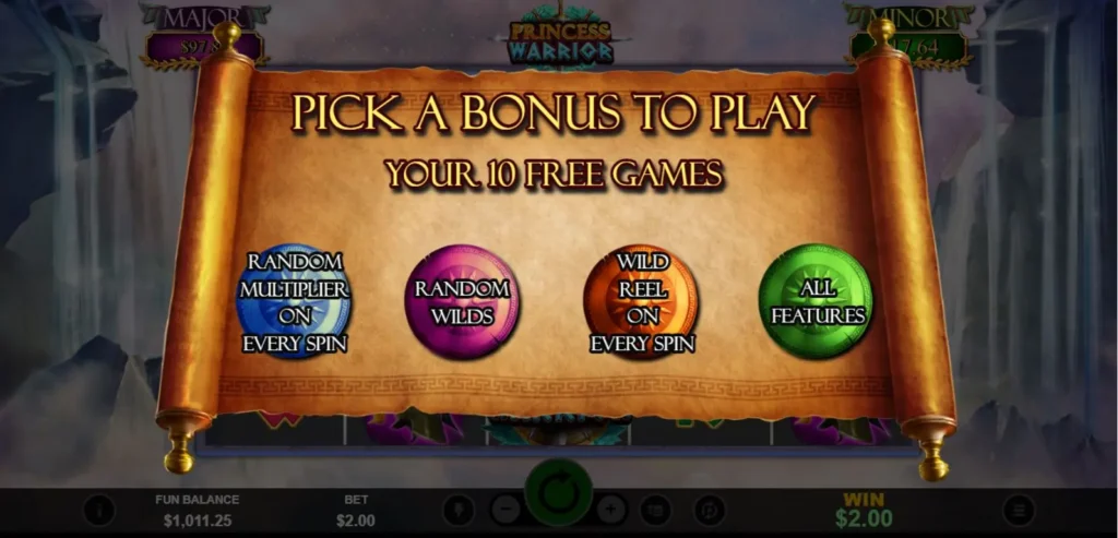 Princess Warrior Free Games Pick Bonus Feature