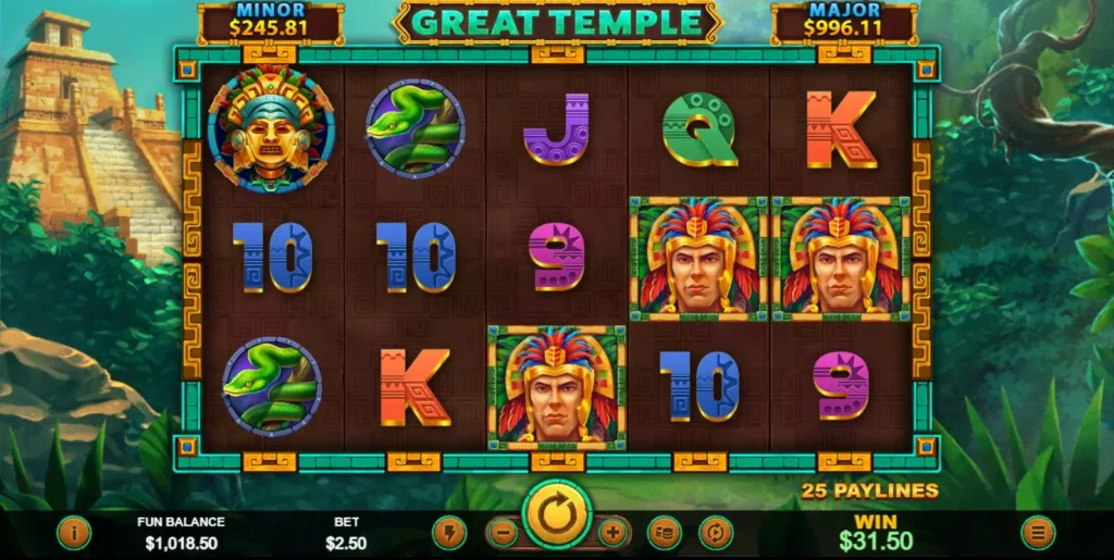 Great Temple online casino game Free Games feature