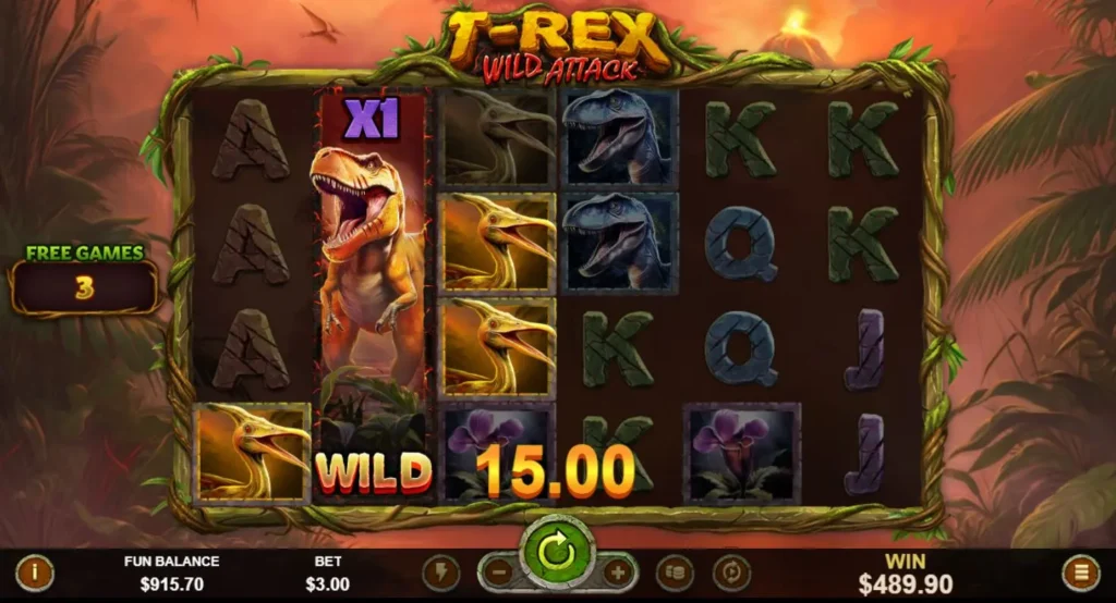 T-Rex Wild Attack online casino game review Free Games feature