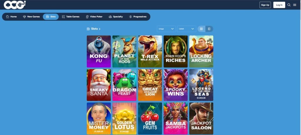OnlineCasinoGames.com slot game lobby
