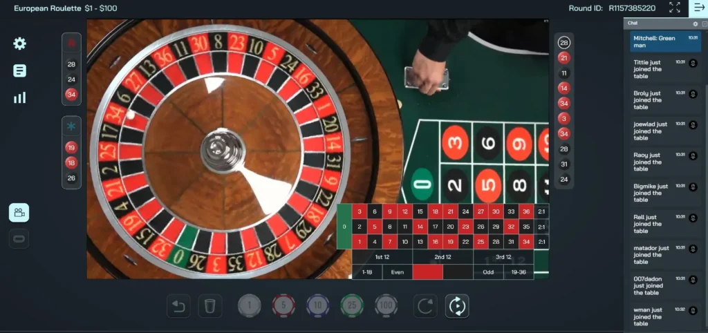 live dealer european roulette