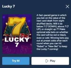 Lucky 7 online table game