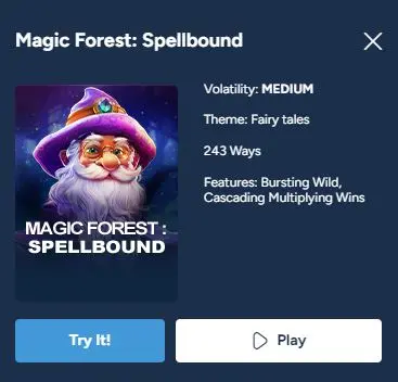 Magic Forest: Spellbound online slot game page