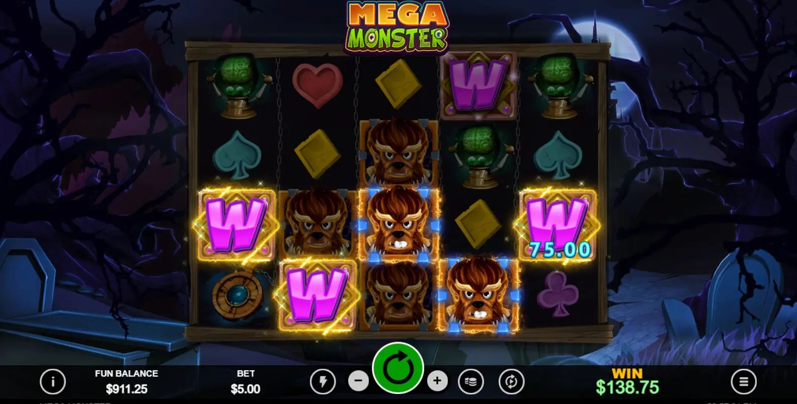 Mega Monster online casino game Expanded Reels and Extra Wilds special feature