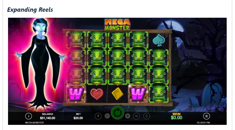 Mega Monster online casino game Expanding Wilds feature