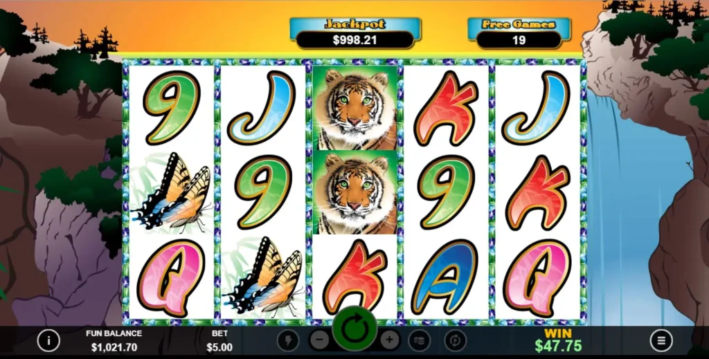 Tiger Treasures online casino game review a sample of a Free Games mode