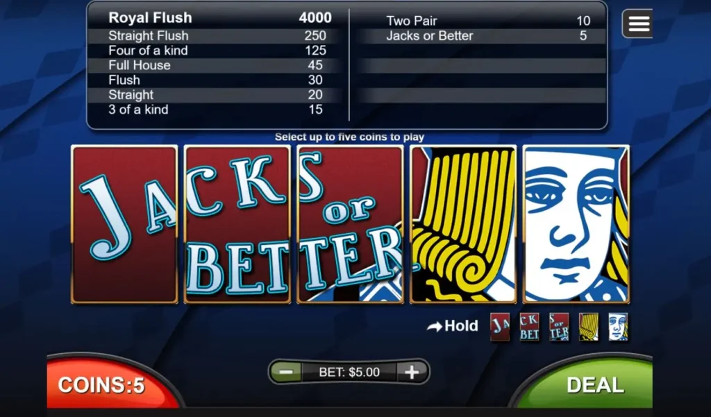 video poker jacks or better
