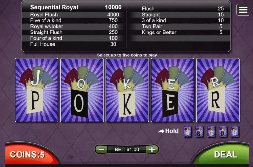 video poker joker poker