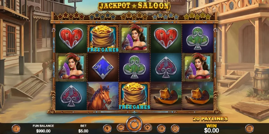 Western-theme online casino games Jackpot Saloon gameplay
