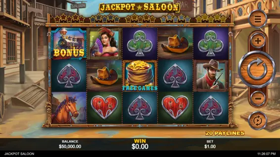 Jackpot Saloon gameplay on iPhone landscape