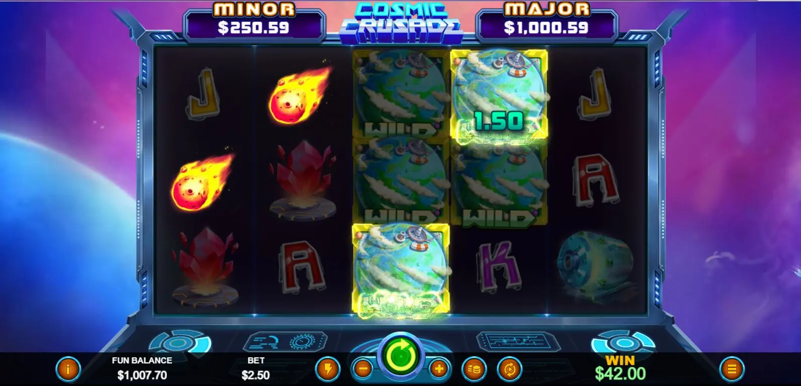 Cosmic Crusade Minor and Major Progressive Jackpot