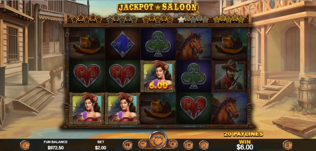 Jackpot Saloon symbol and paylines