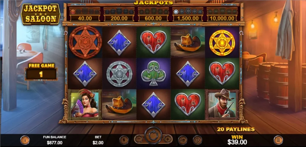 Jackpot Saloon Free Games with Badge Collect special feature