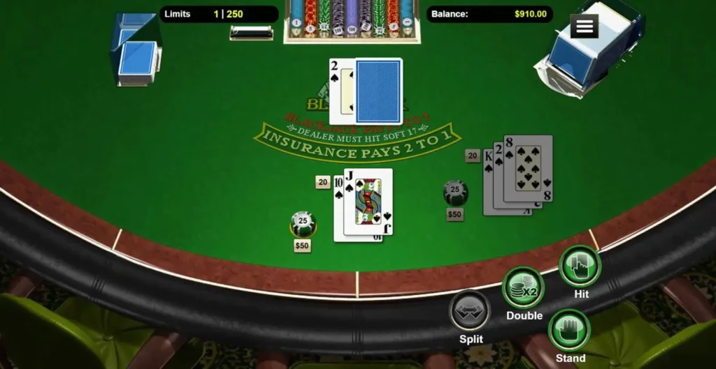 online blackjack split hand gameplay