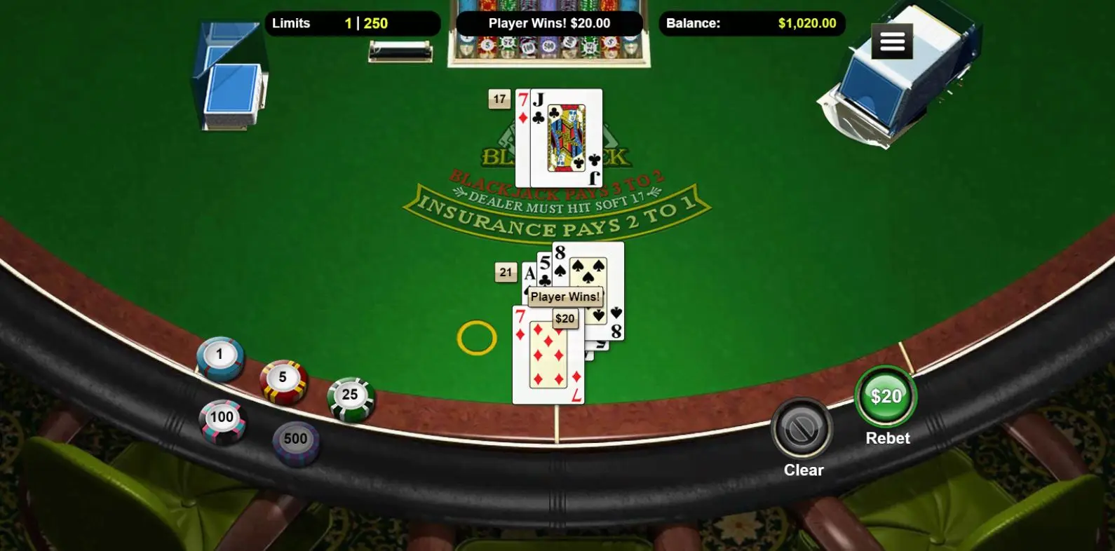 Blackjack gameplay