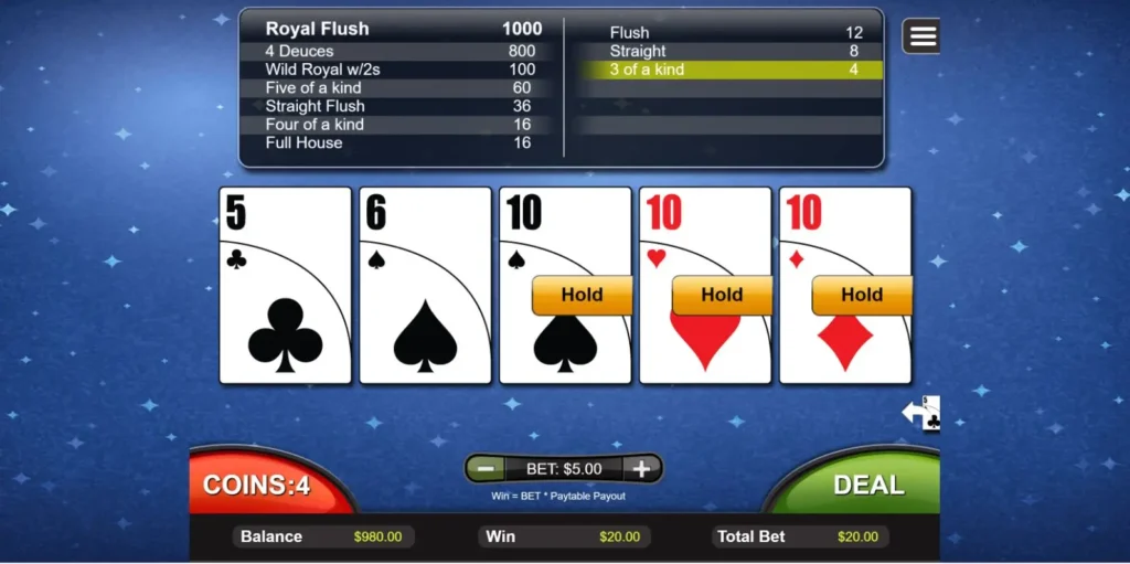 Video Poker card holding