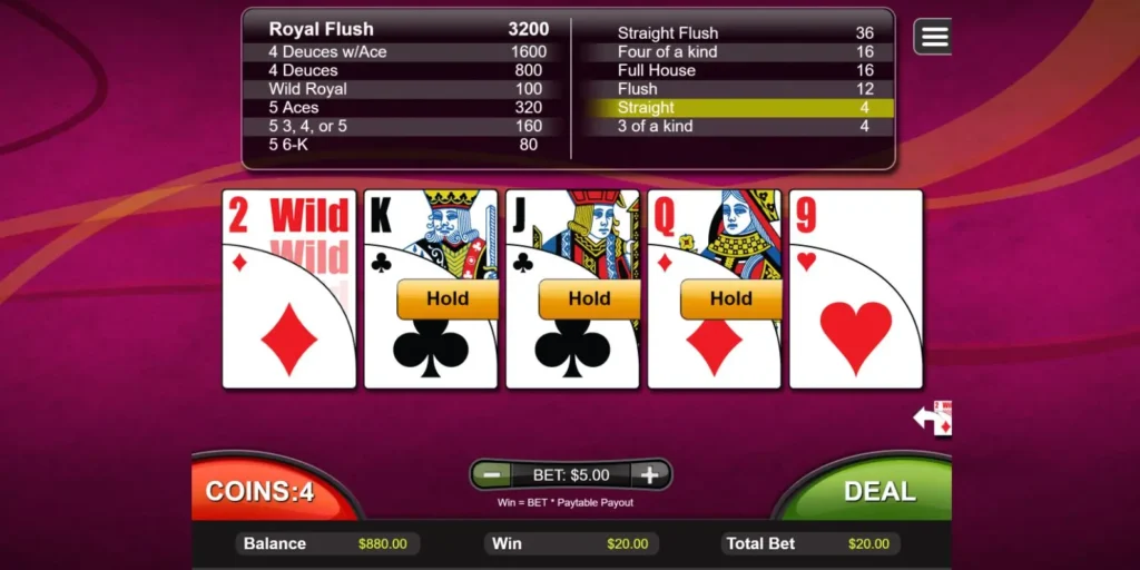 Video Poker free gameplay