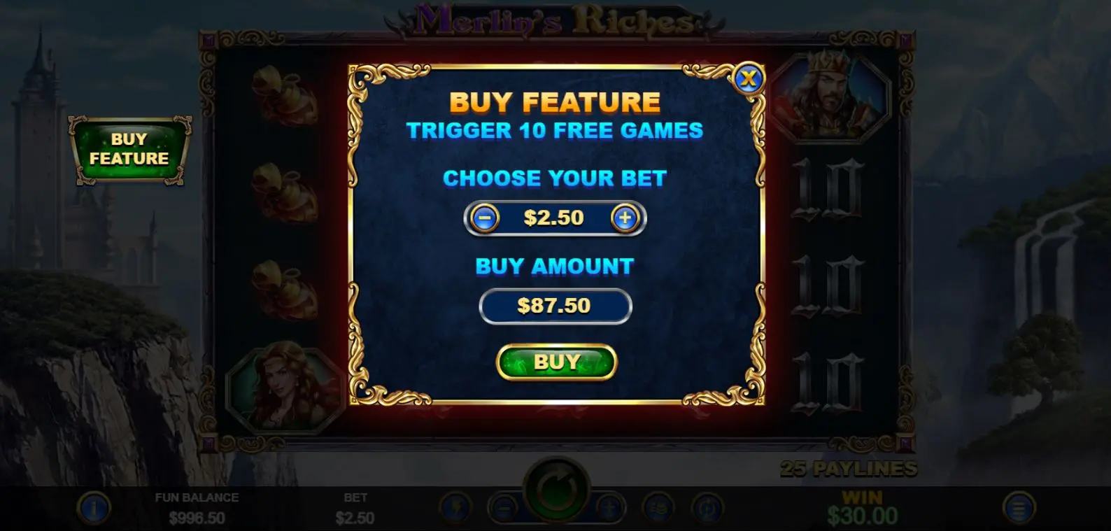 Merlin's Riches Buy Feature