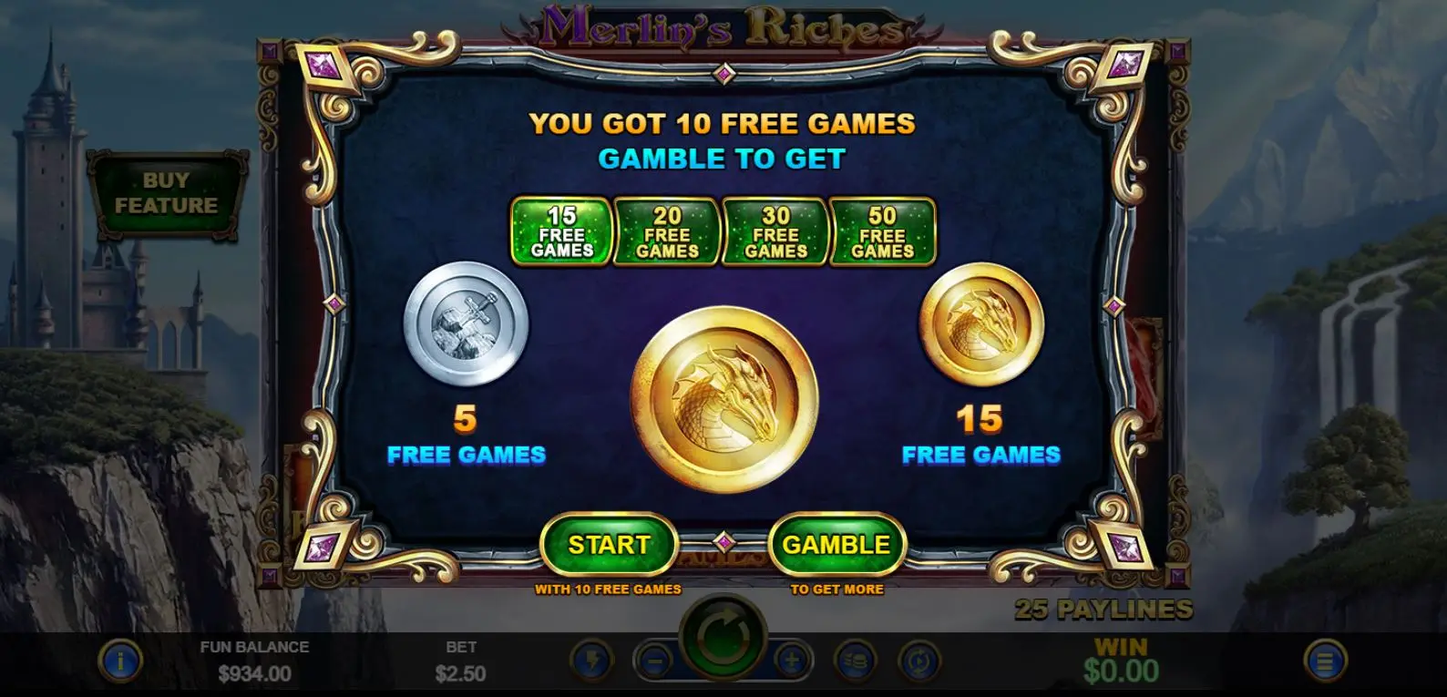 Merlin's Riches Gamble Feature