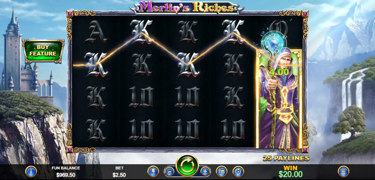 Merlin's Riches paytable