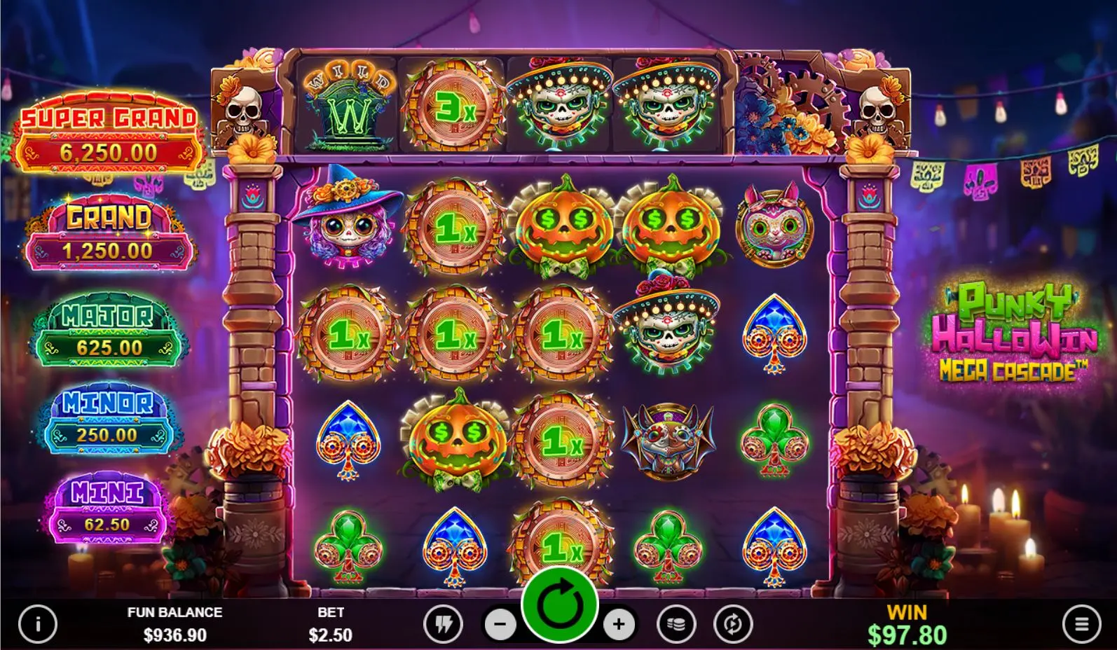 Punky HalloWin Mega Cascade pay table