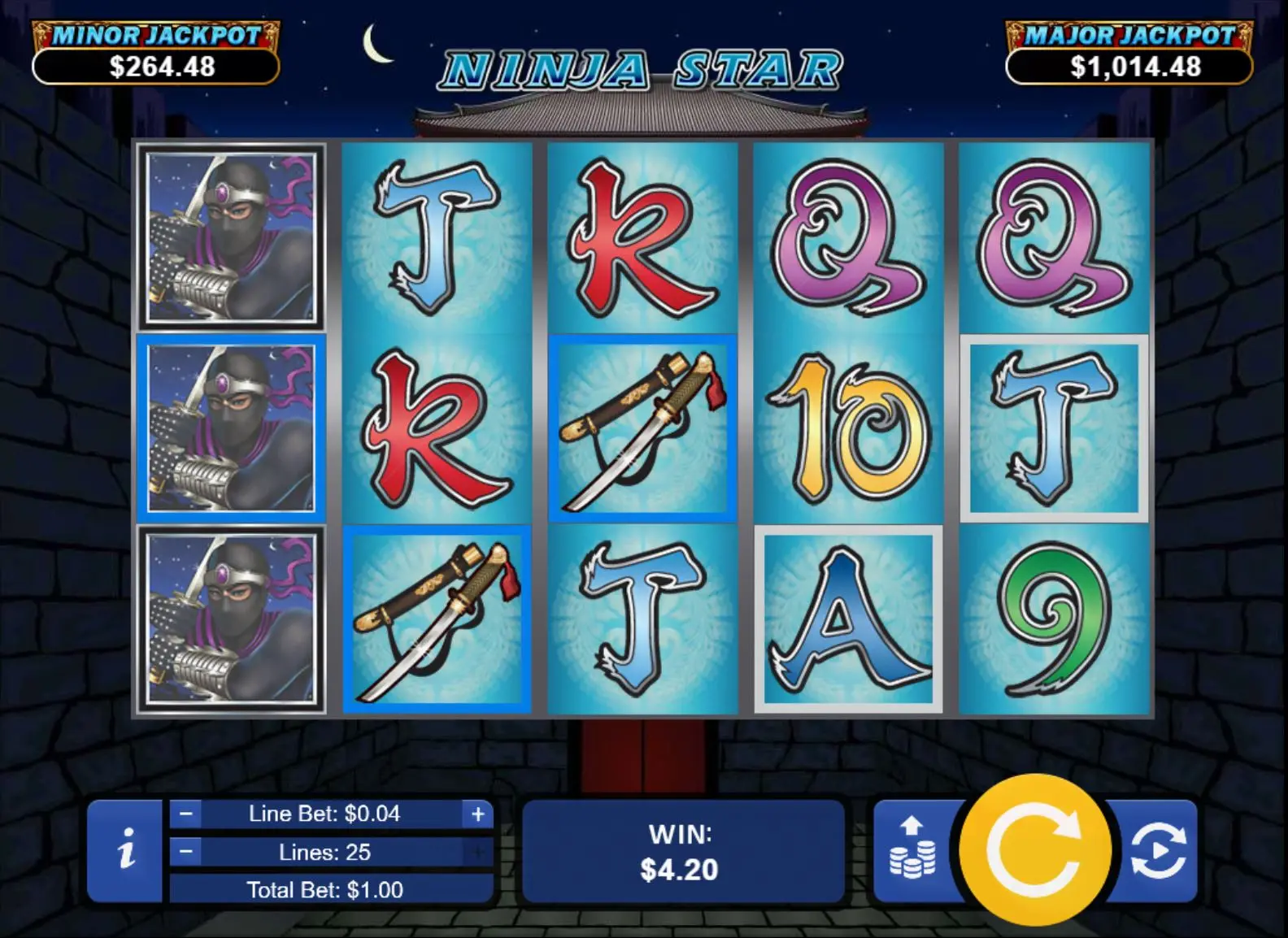 Ninja Star pay table