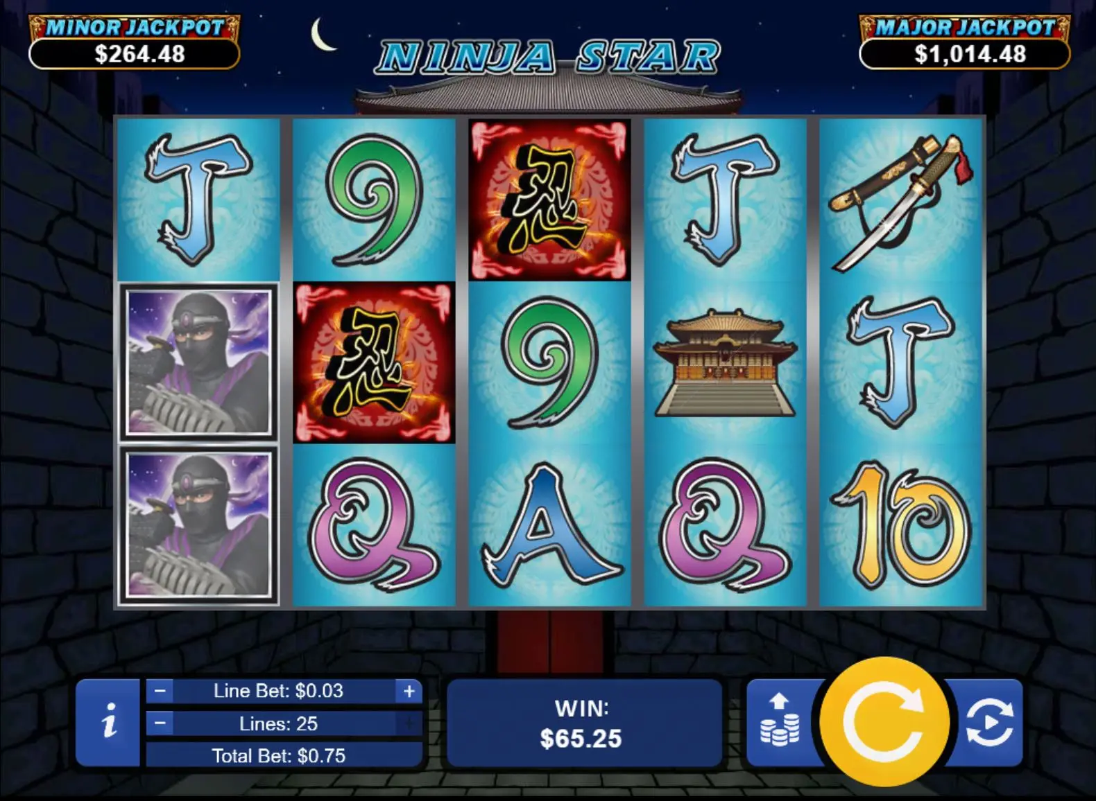 Ninja Star Progressive Jackpots