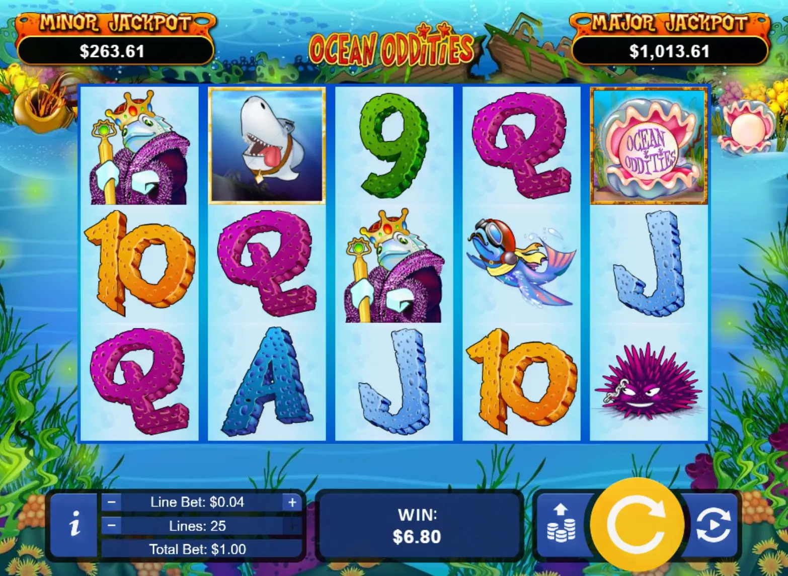 Ocean Oddities pay table