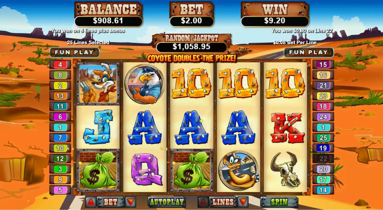 Coyote Cash pay table