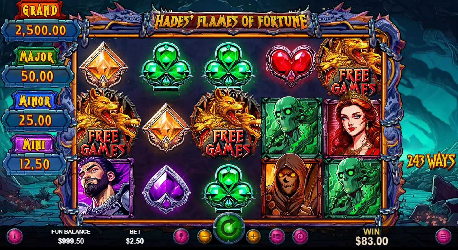 Hades' Flames of Fortune Pay Table
