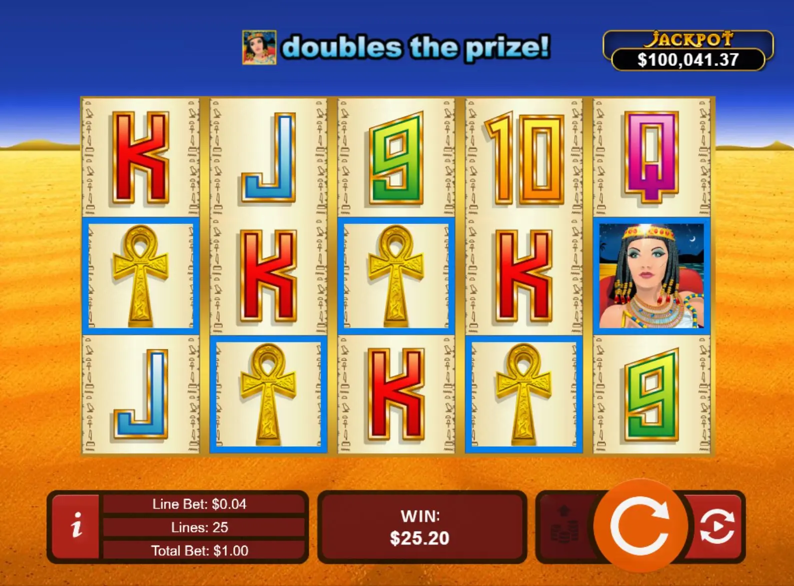Jackpot Cleopatra's Gold pay table