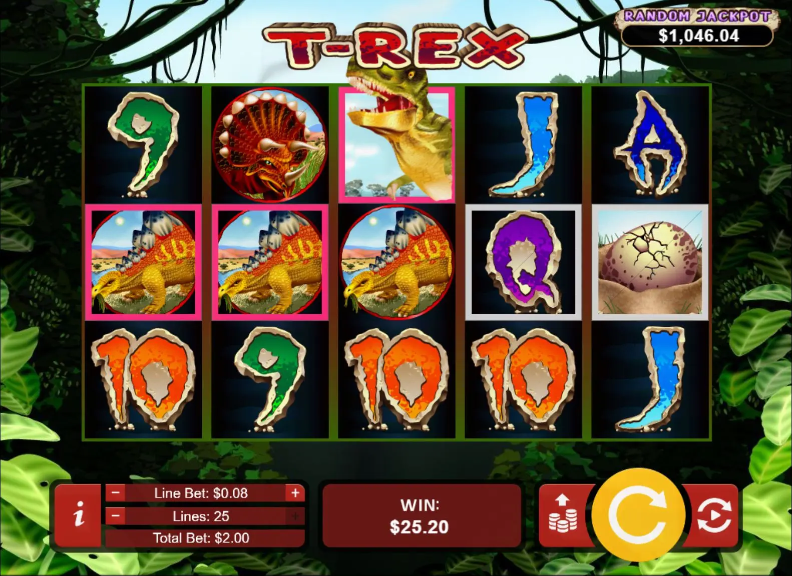 T-Rex pay table