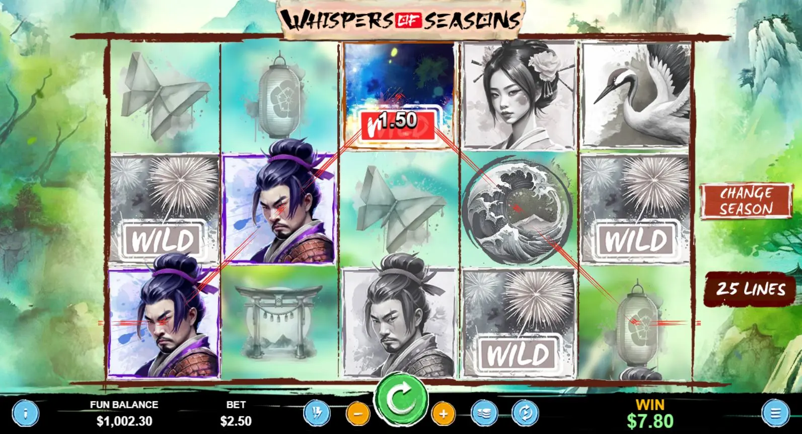Whispers of Seasons pay table