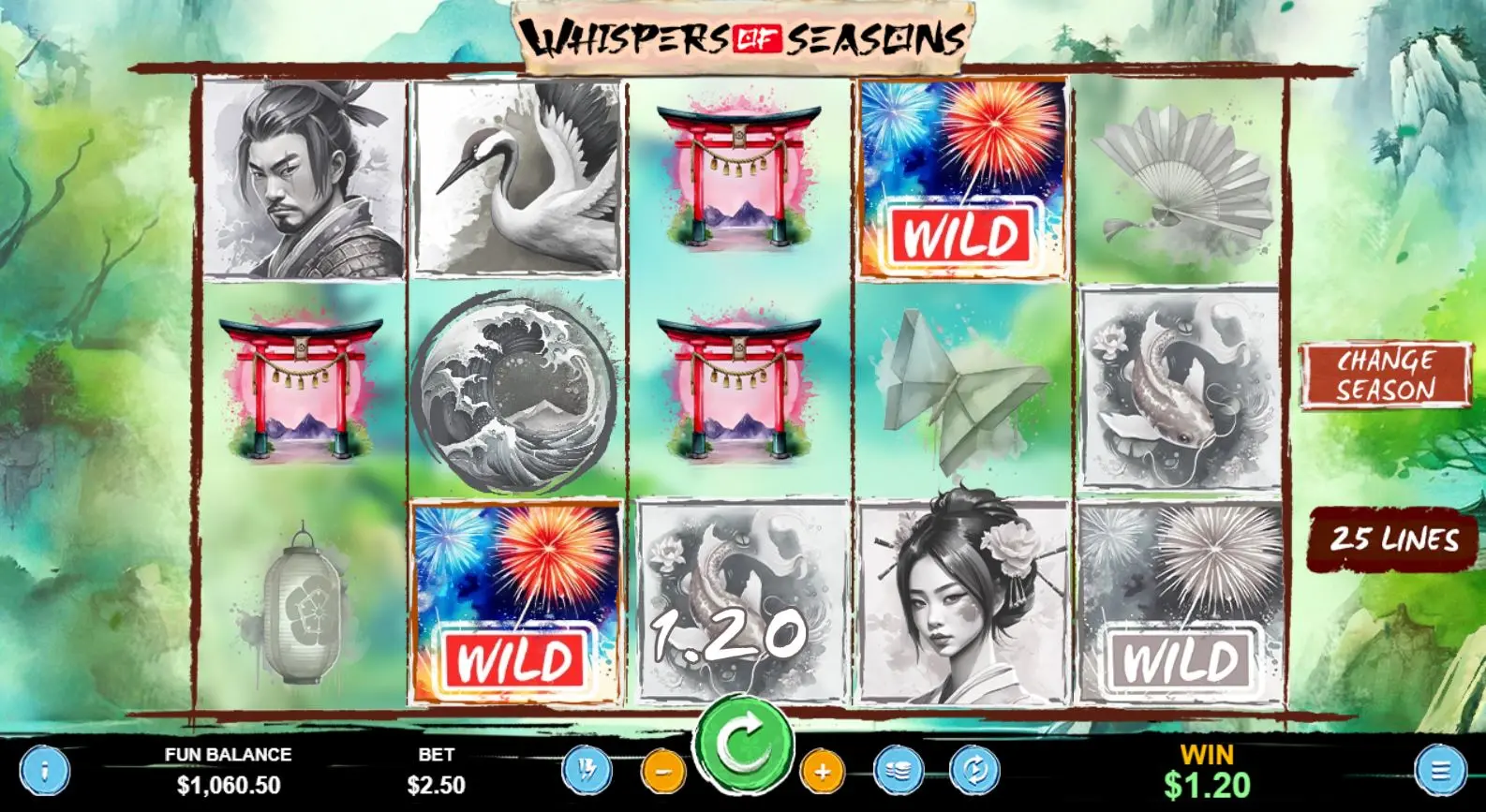 Whispers of Seasons Bursting Wilds feature