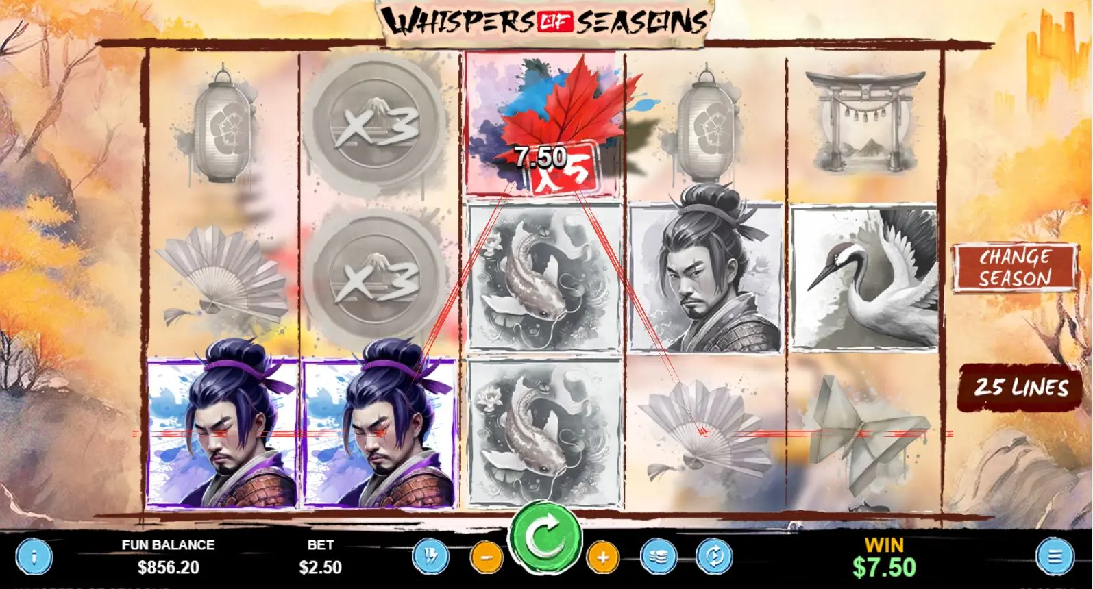 Whispers of Seasons Multiplier Wilds feature