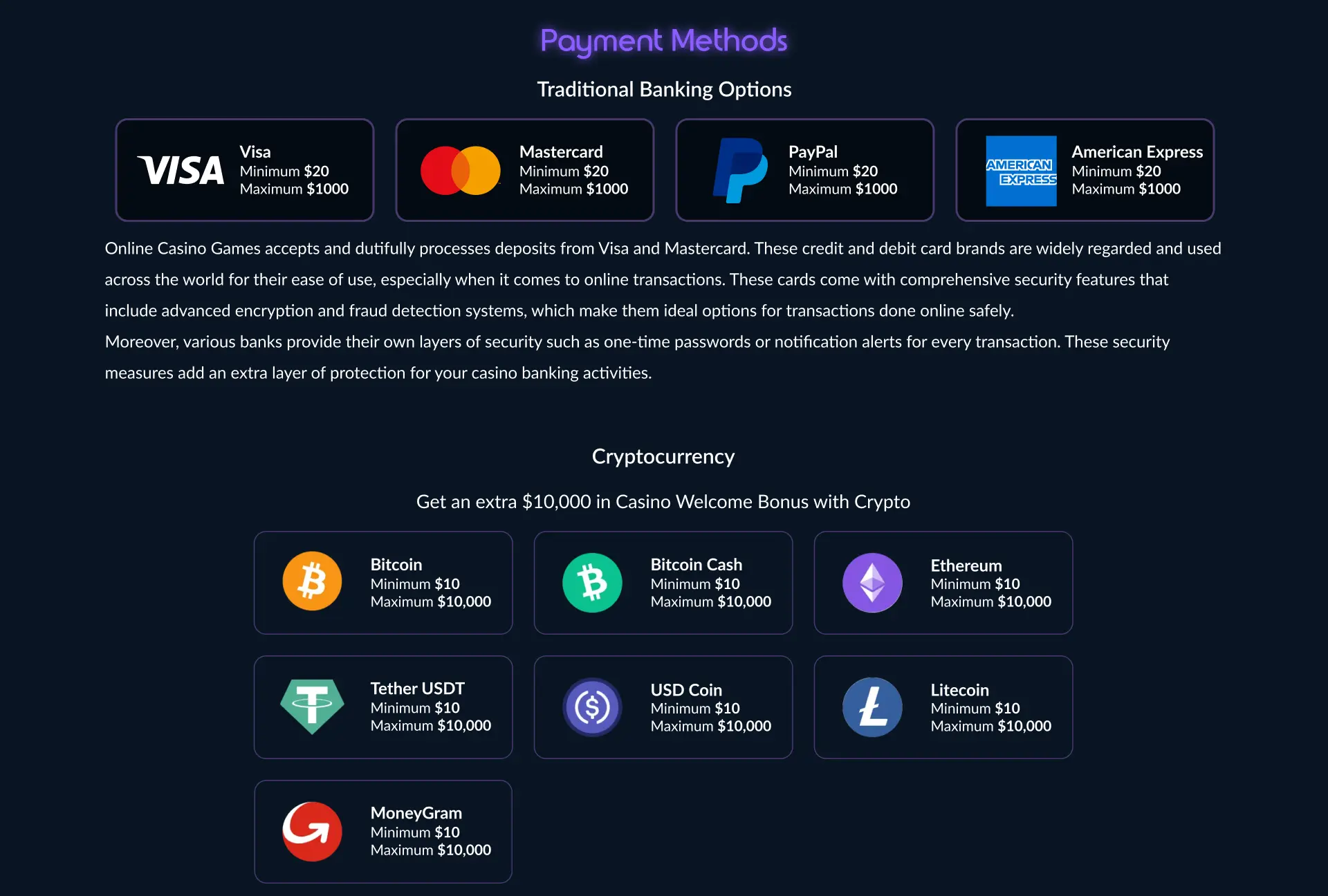 OCG Payment Methods