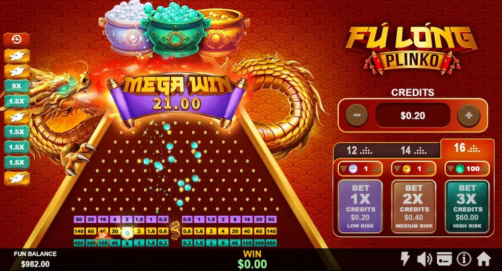 Fú Long Plinko Game Risk Levels