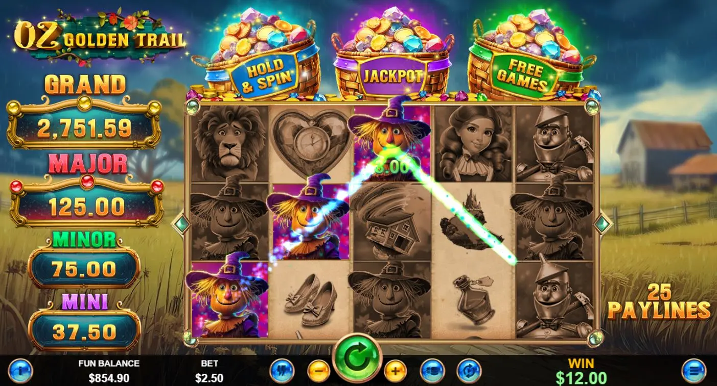 Oz Golden Trail Pay Table