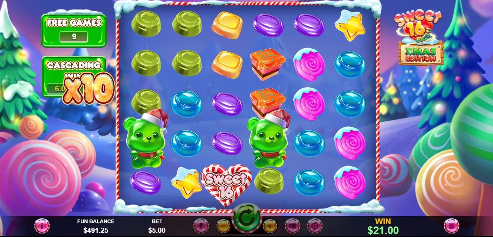 Sweet 16 Blast! XMAS Edition Cascading Wins