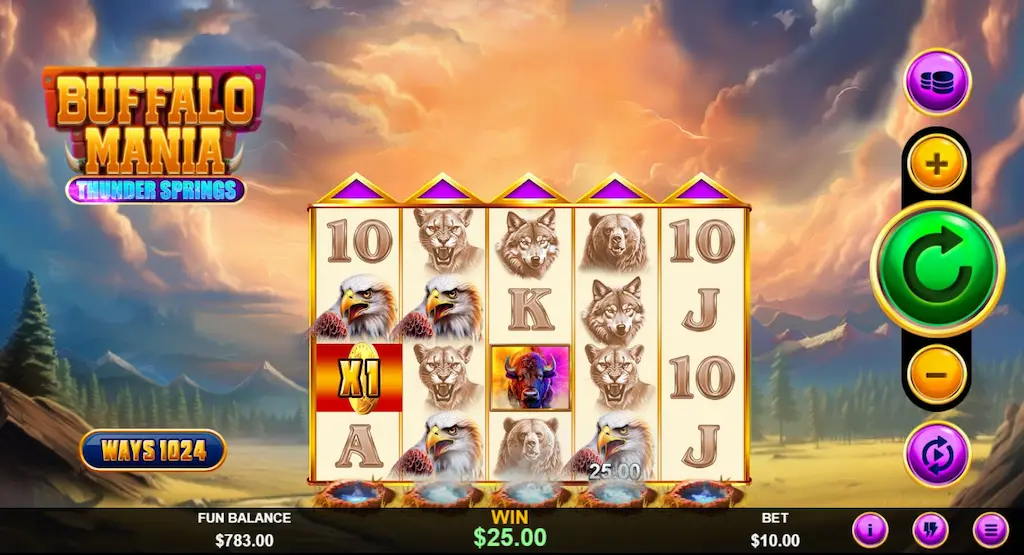 Buffalo Mania Thunder Springs pay table