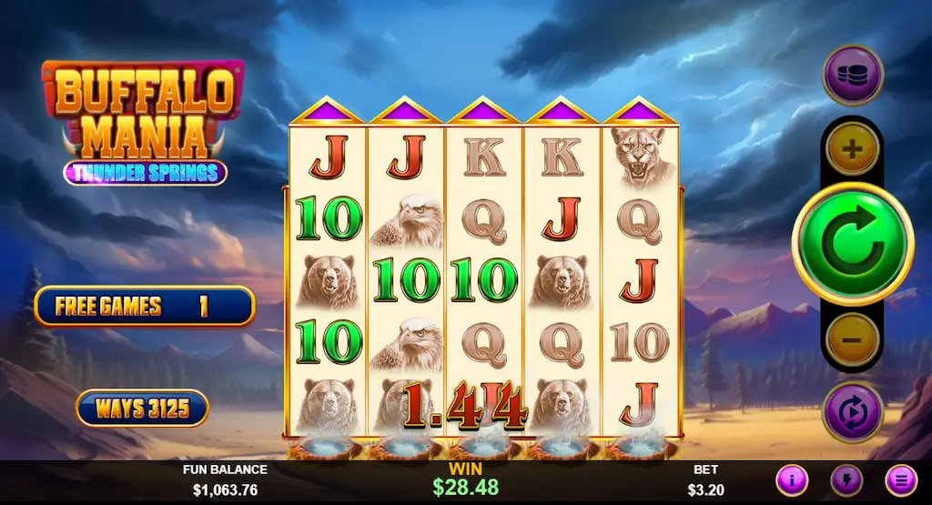 Buffalo Mania Thunder Springs Free Games with Multipliers