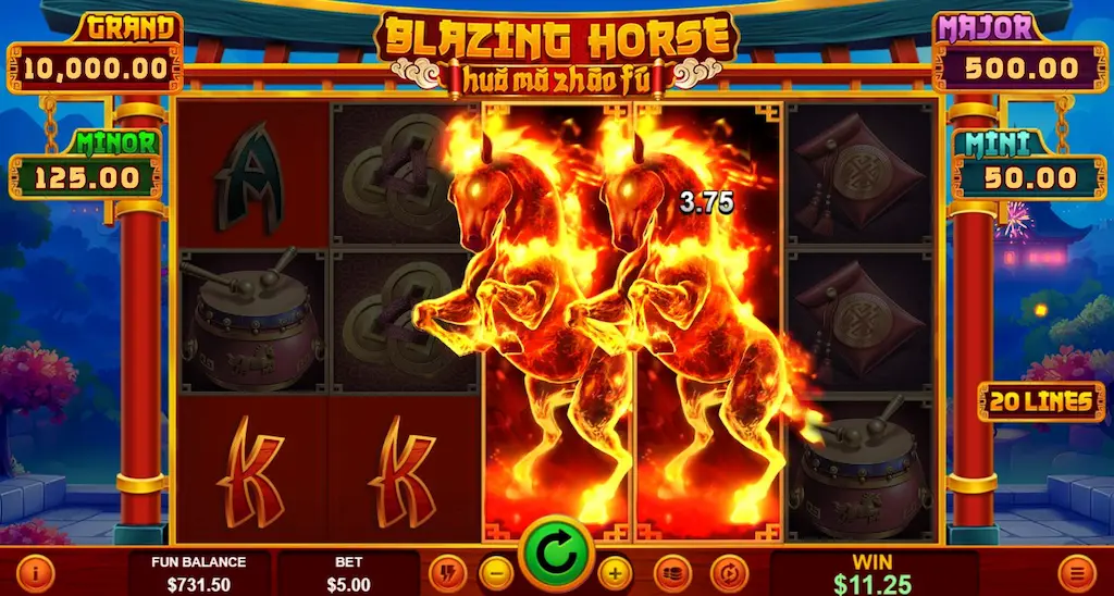 Blazing Horse pay table