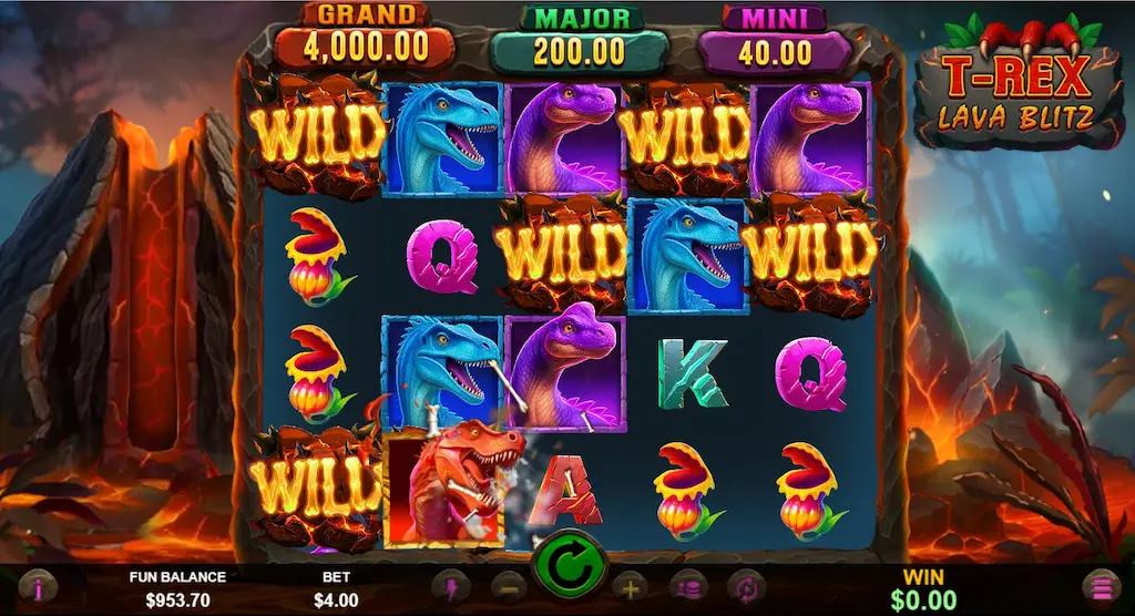 T-Rex Lava Blitz OCG Pay Table