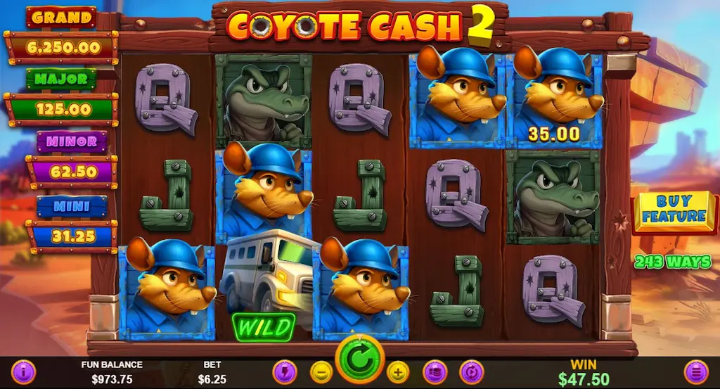 Coyote Cash 2 pay table