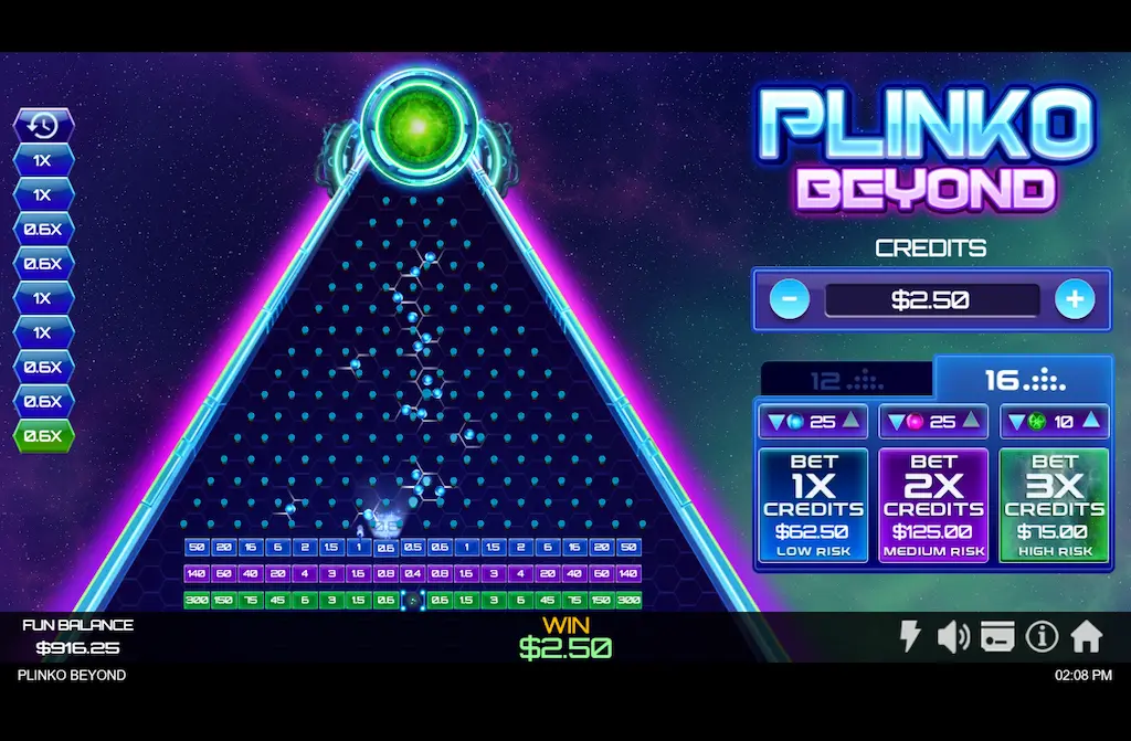 plinko beyond ocg risk levels