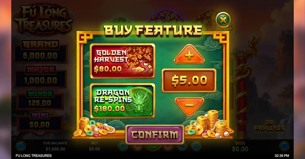 fu long treasures buy features